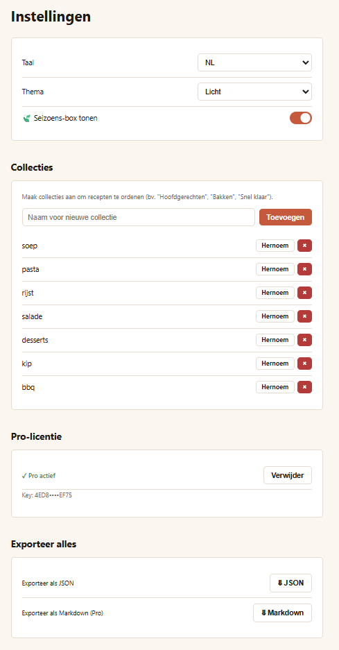 Collecties met tabs